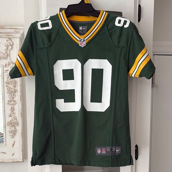 NWOT Nike Green Bay Packers Kids Jersey #90 Raji - Green and Yellow Youth S